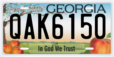 GA license plate QAK6150