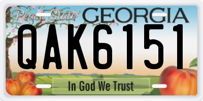 GA license plate QAK6151