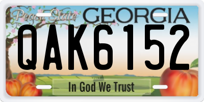 GA license plate QAK6152