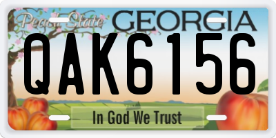GA license plate QAK6156