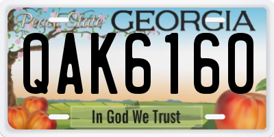 GA license plate QAK6160