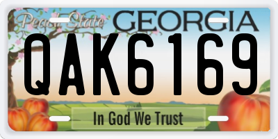 GA license plate QAK6169