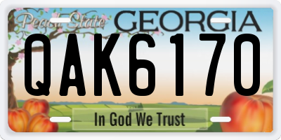 GA license plate QAK6170