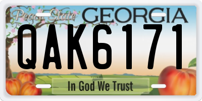 GA license plate QAK6171