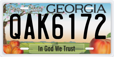 GA license plate QAK6172