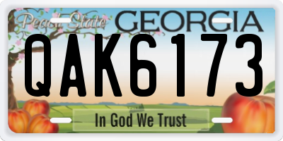 GA license plate QAK6173