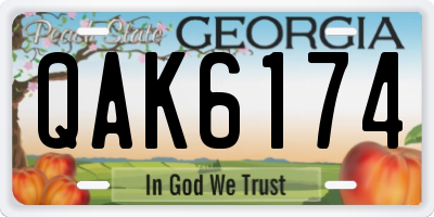 GA license plate QAK6174