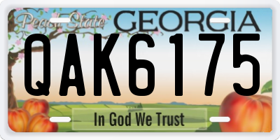 GA license plate QAK6175
