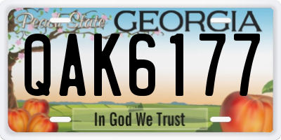 GA license plate QAK6177