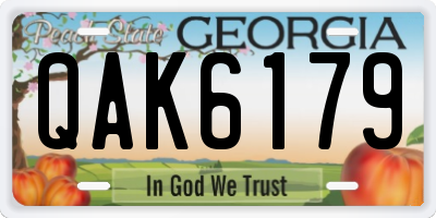 GA license plate QAK6179