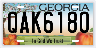 GA license plate QAK6180