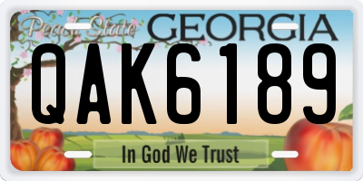 GA license plate QAK6189