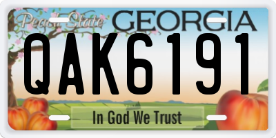 GA license plate QAK6191
