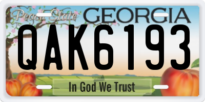 GA license plate QAK6193