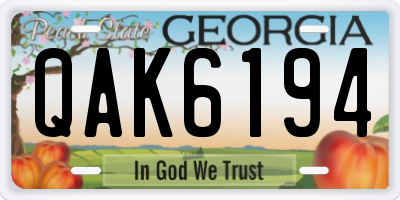 GA license plate QAK6194