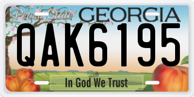 GA license plate QAK6195