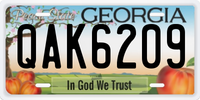 GA license plate QAK6209