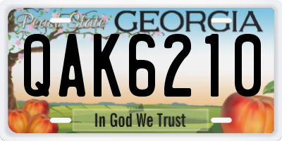 GA license plate QAK6210
