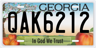 GA license plate QAK6212