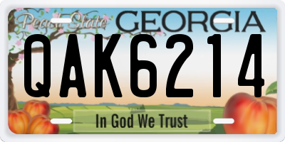 GA license plate QAK6214