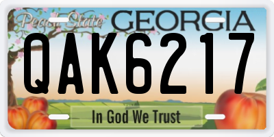GA license plate QAK6217