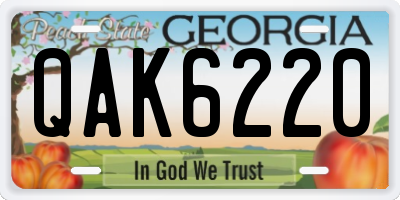GA license plate QAK6220