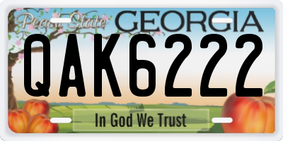 GA license plate QAK6222