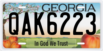 GA license plate QAK6223