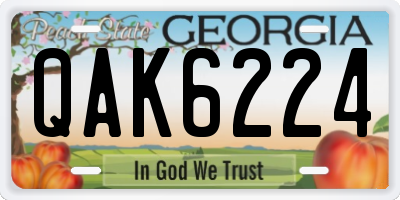 GA license plate QAK6224