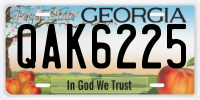 GA license plate QAK6225
