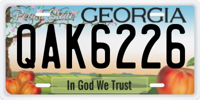 GA license plate QAK6226