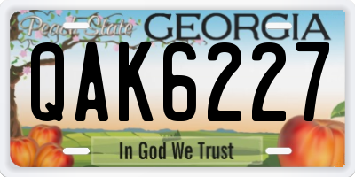 GA license plate QAK6227