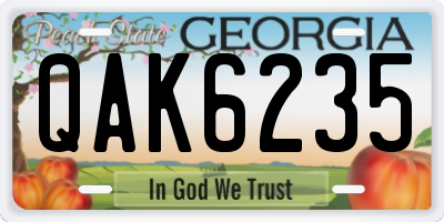 GA license plate QAK6235