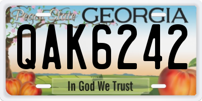 GA license plate QAK6242