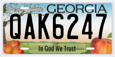GA license plate QAK6247