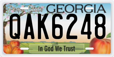 GA license plate QAK6248