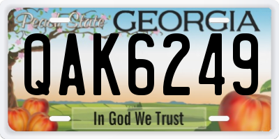 GA license plate QAK6249