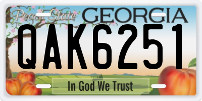 GA license plate QAK6251