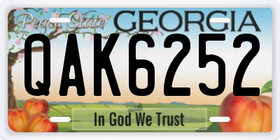 GA license plate QAK6252