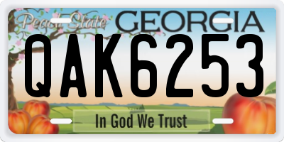 GA license plate QAK6253