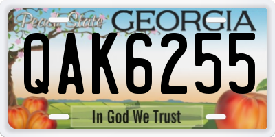 GA license plate QAK6255