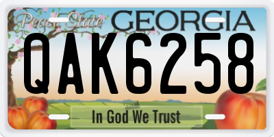 GA license plate QAK6258