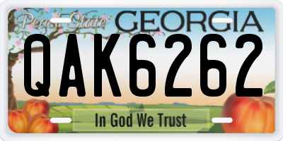 GA license plate QAK6262