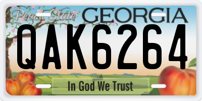 GA license plate QAK6264