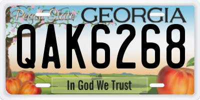 GA license plate QAK6268