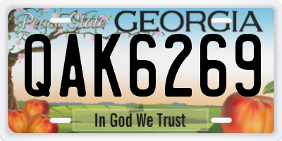 GA license plate QAK6269