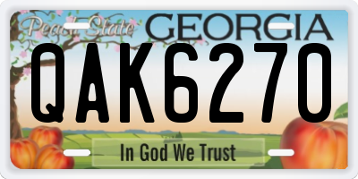 GA license plate QAK6270