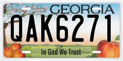 GA license plate QAK6271