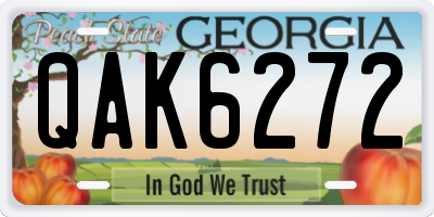 GA license plate QAK6272