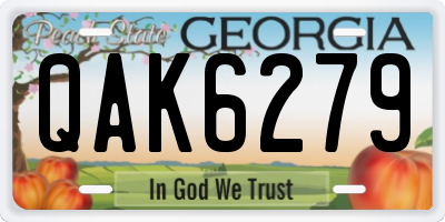 GA license plate QAK6279